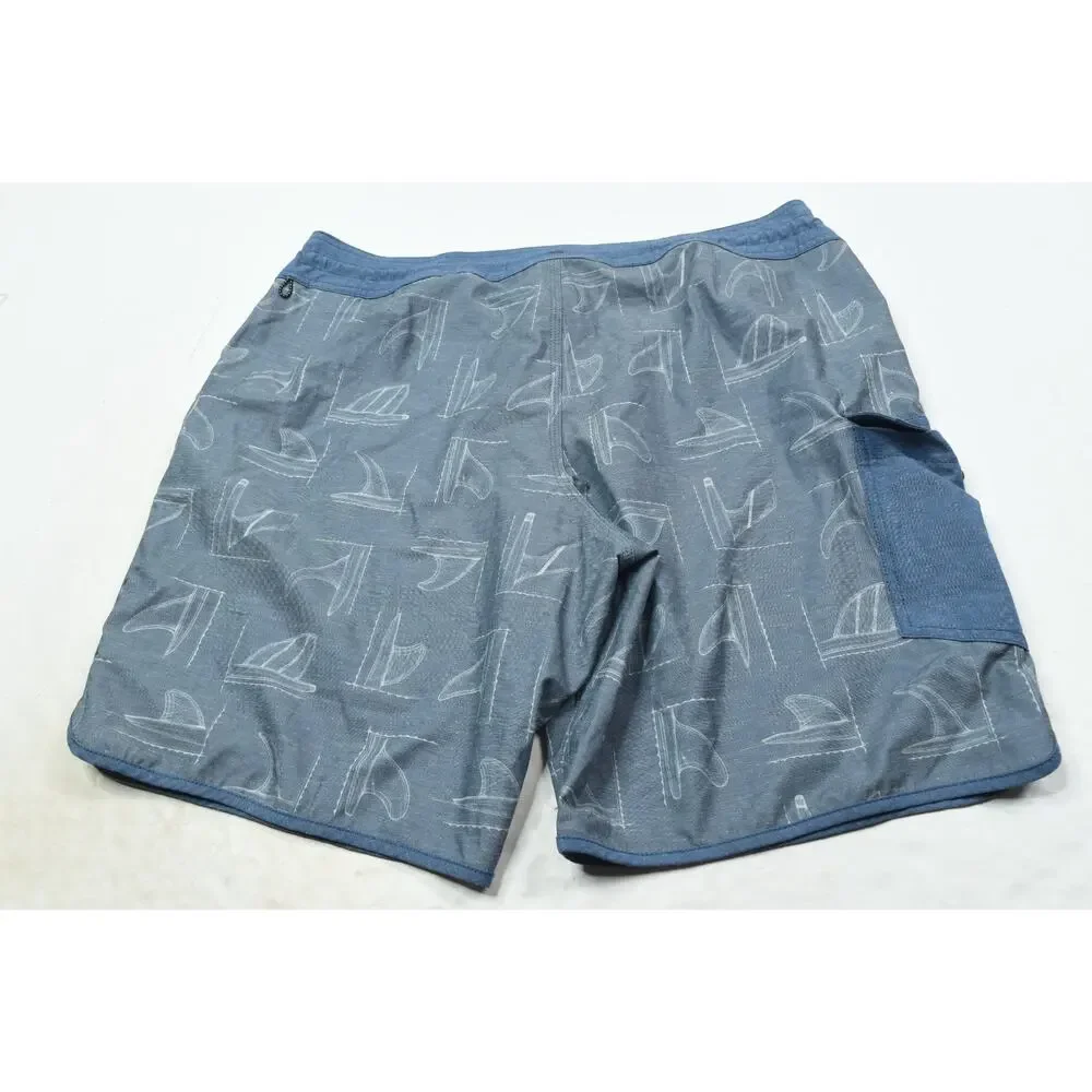 Quiksilver WATERMAN Board Shorts Mens 38 Blue Nautical Drawstring Swim Beach